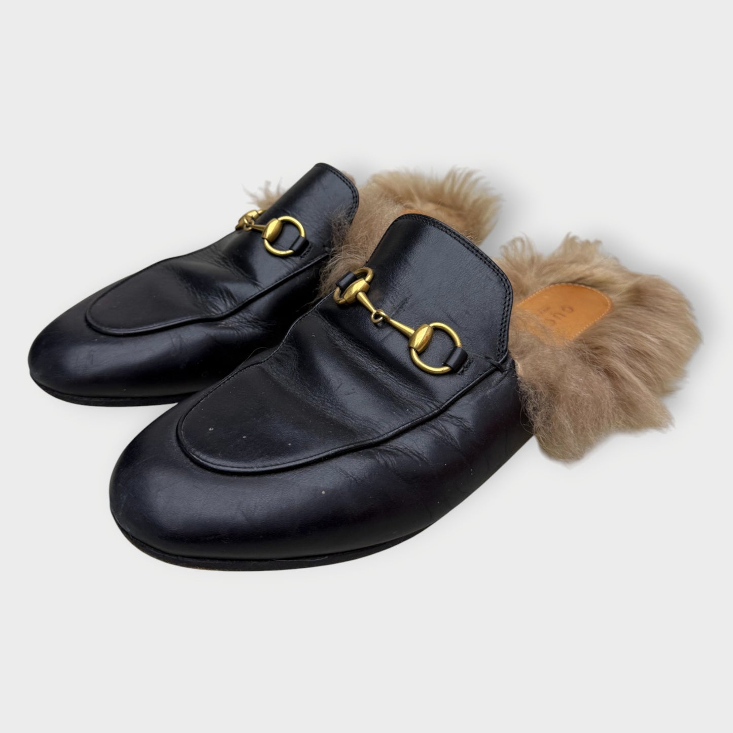 Leather Fur Horsebit Loafer