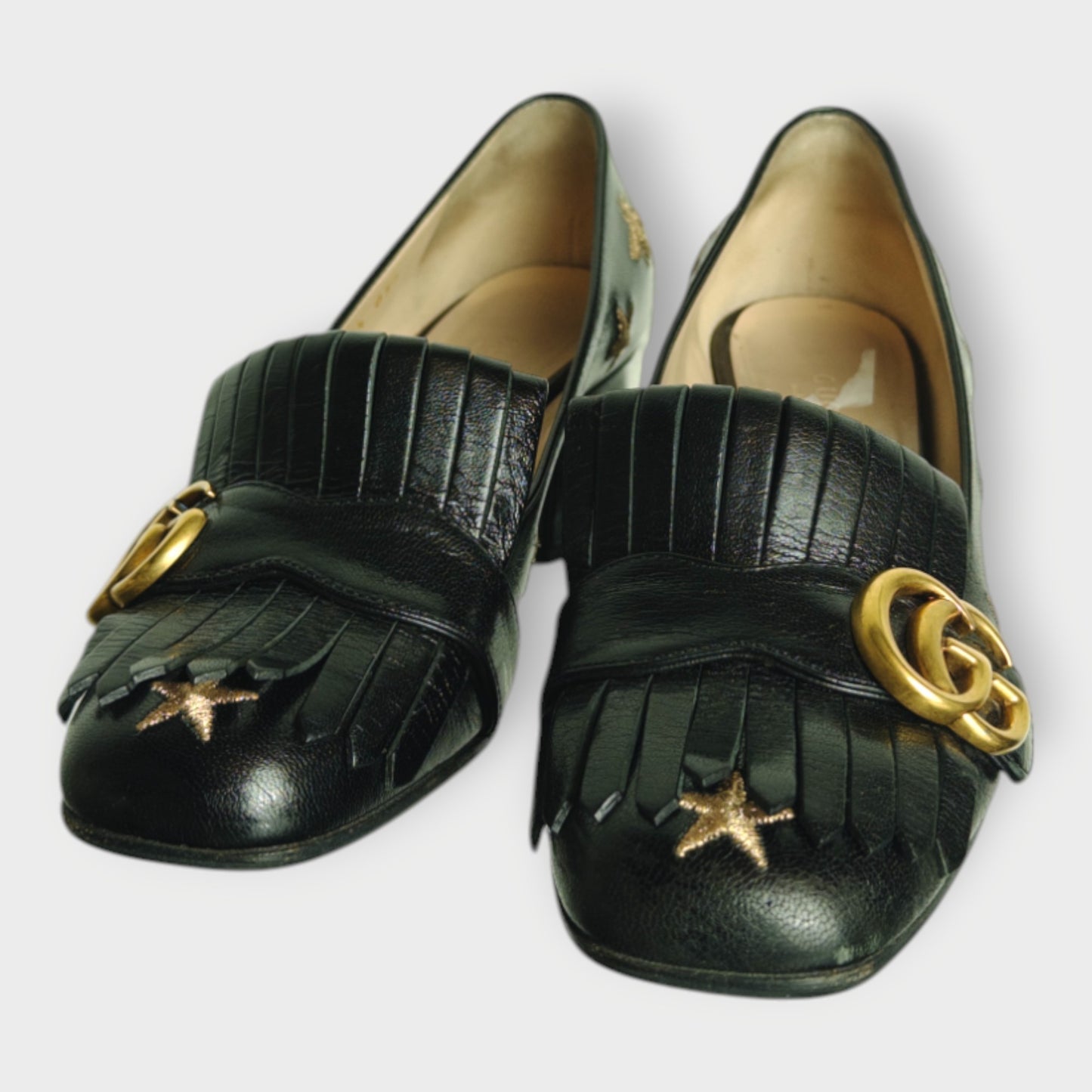 Leather Marmont Embroidered Heels