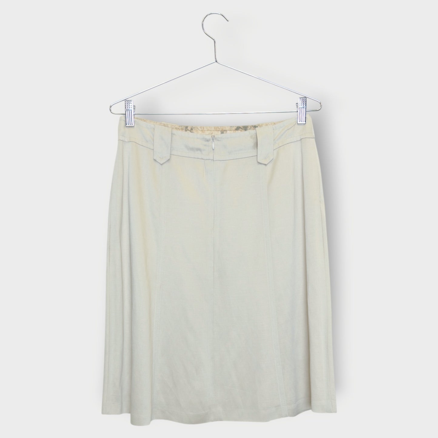 Satin Pleat Midi Skirt