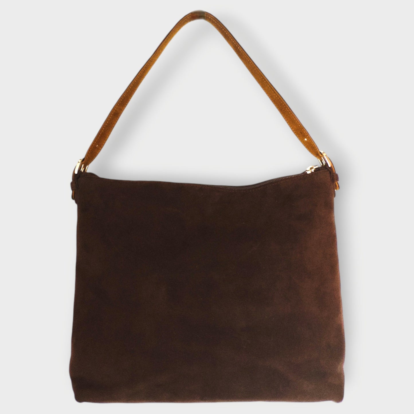 Suede Floral Embroidered Shoulder Bag