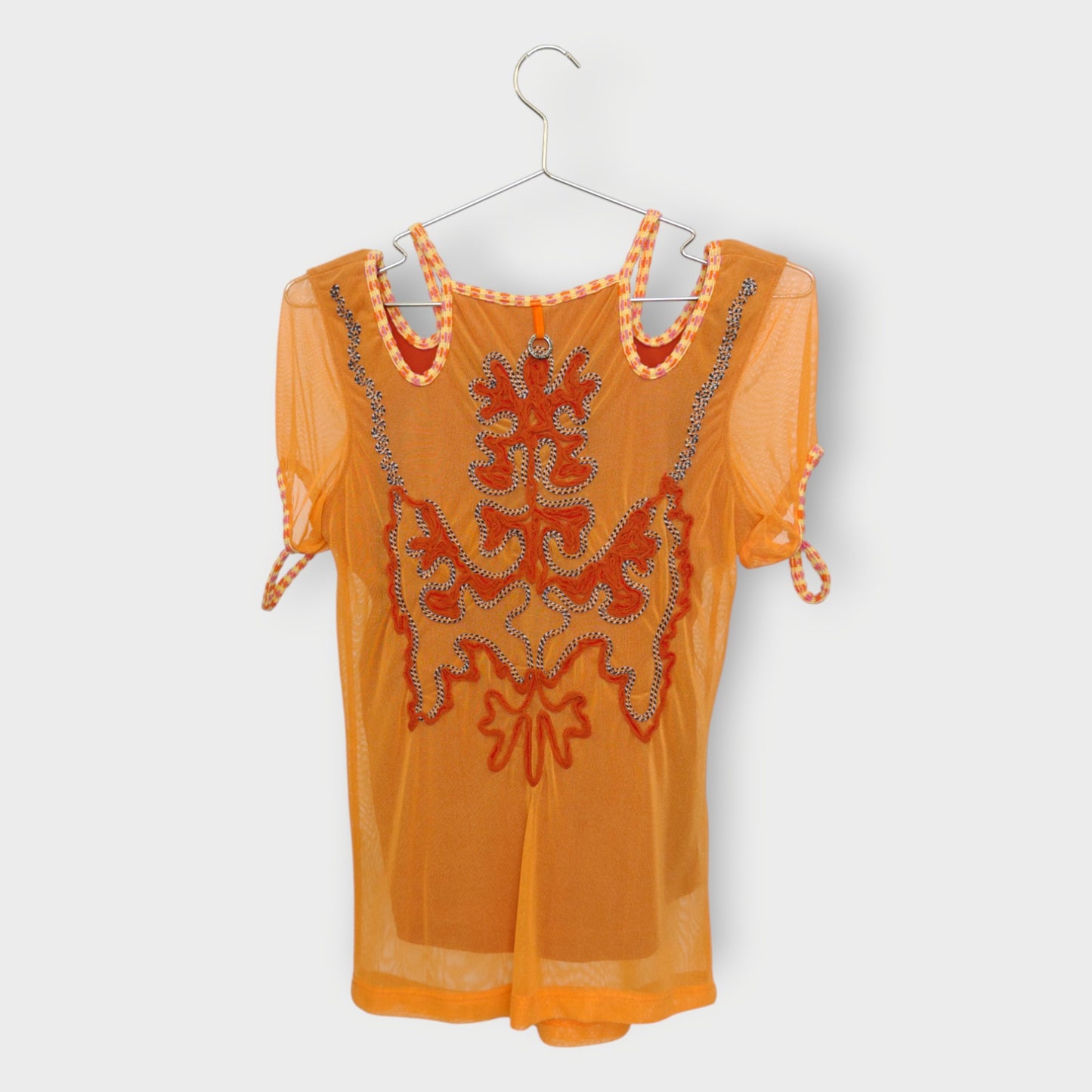 Mesh Cut-Out Printed Top