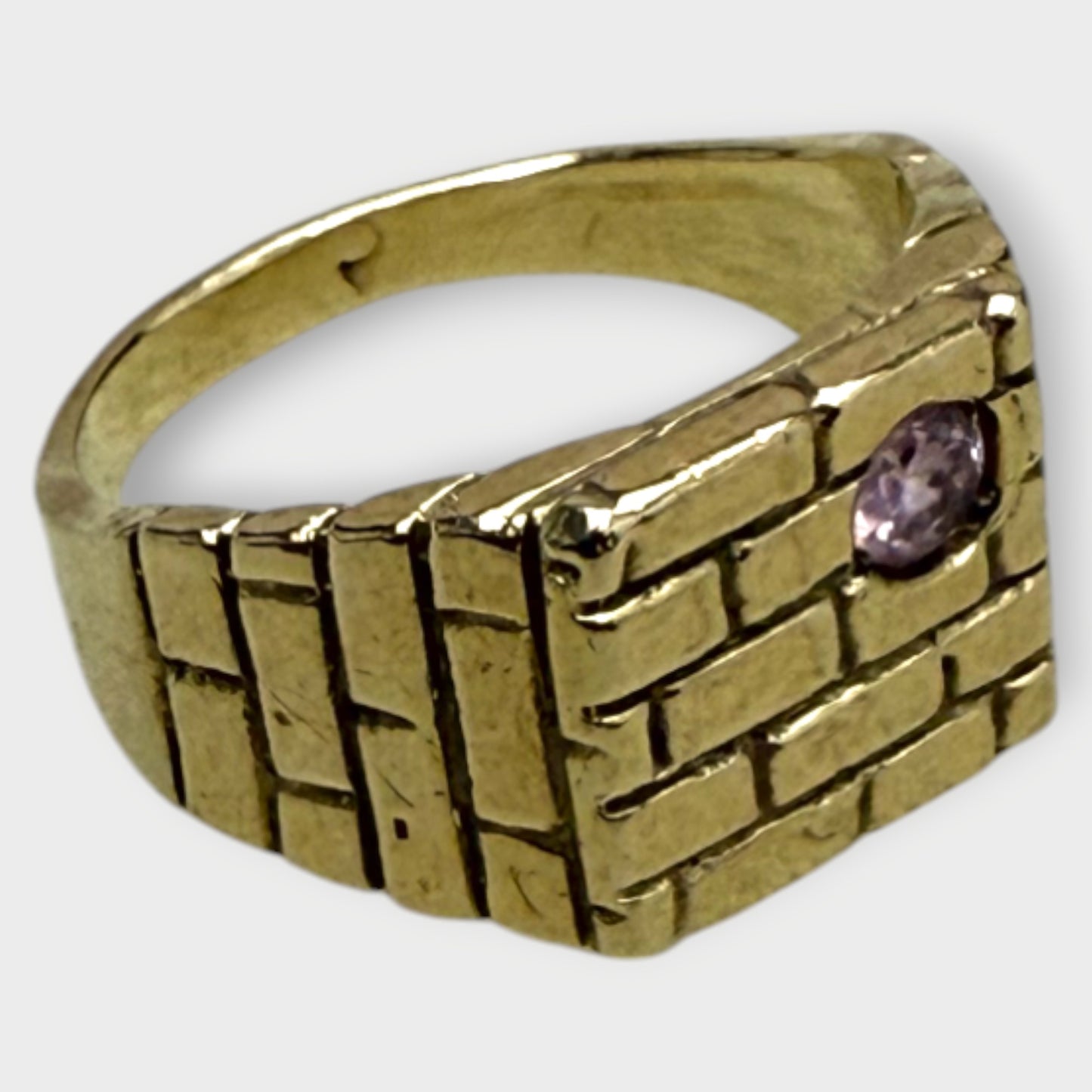 Pink Sapphire Brick 9K Ring