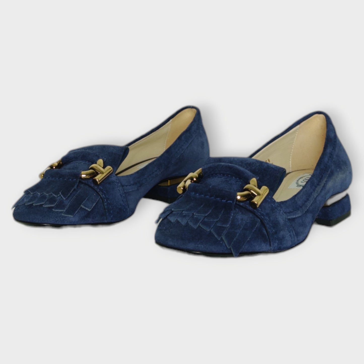 Suede Tassel Loafers & Gold Hardware