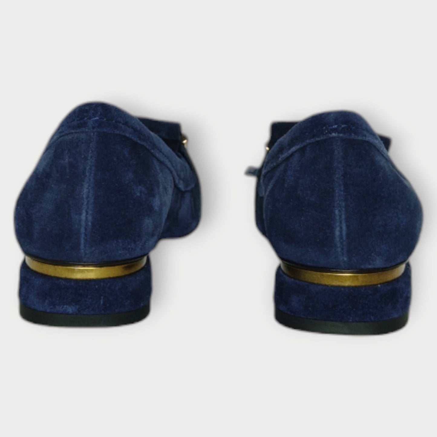 Suede Tassel Loafers & Gold Hardware