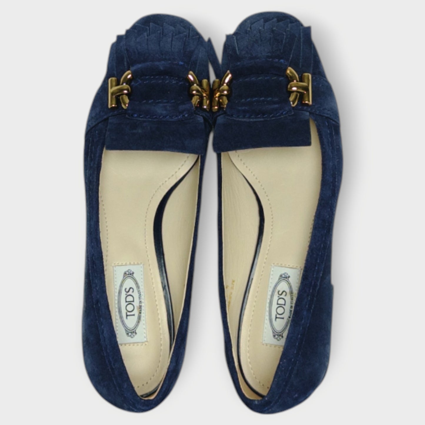 Suede Tassel Loafers & Gold Hardware