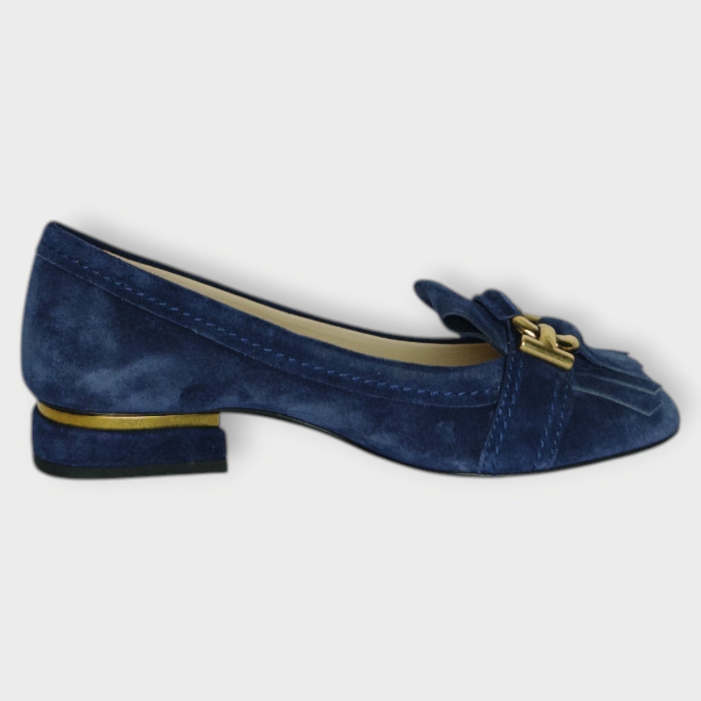 Suede Tassel Loafers & Gold Hardware