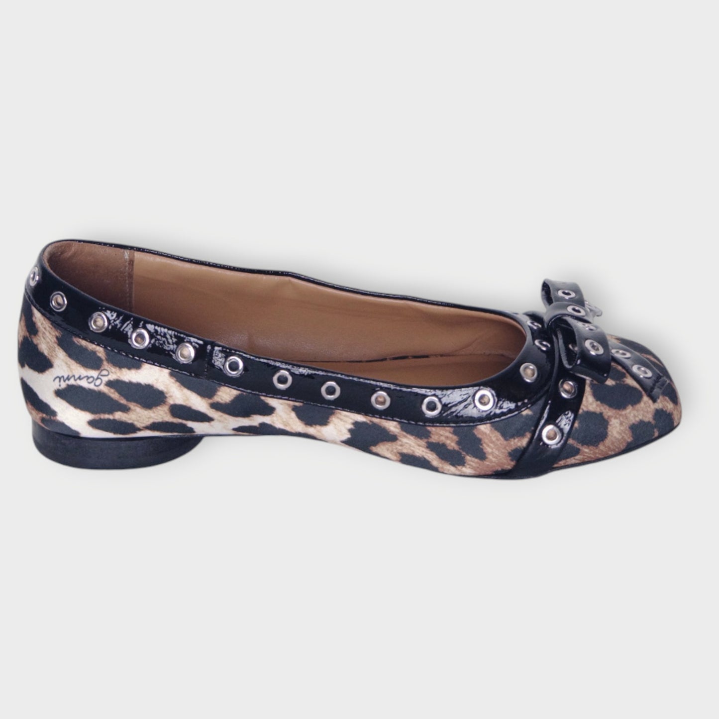 Leopard Print Eyelet Ballet Flats