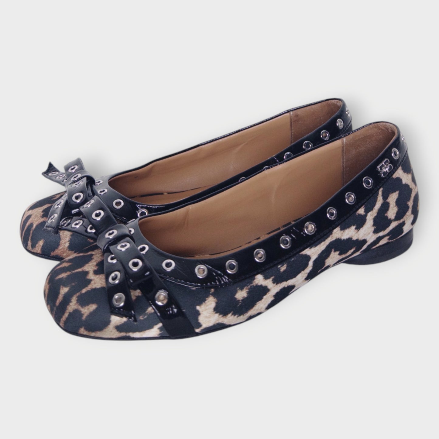 Leopard Print Eyelet Ballet Flats