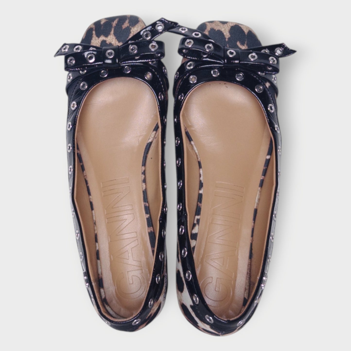 Leopard Print Eyelet Ballet Flats