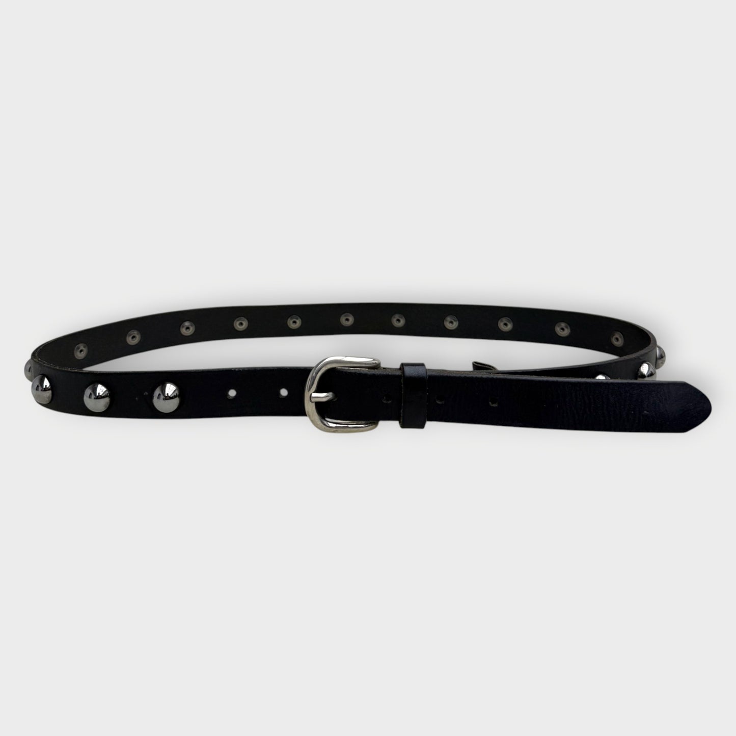 Leather Studded Thin Belt