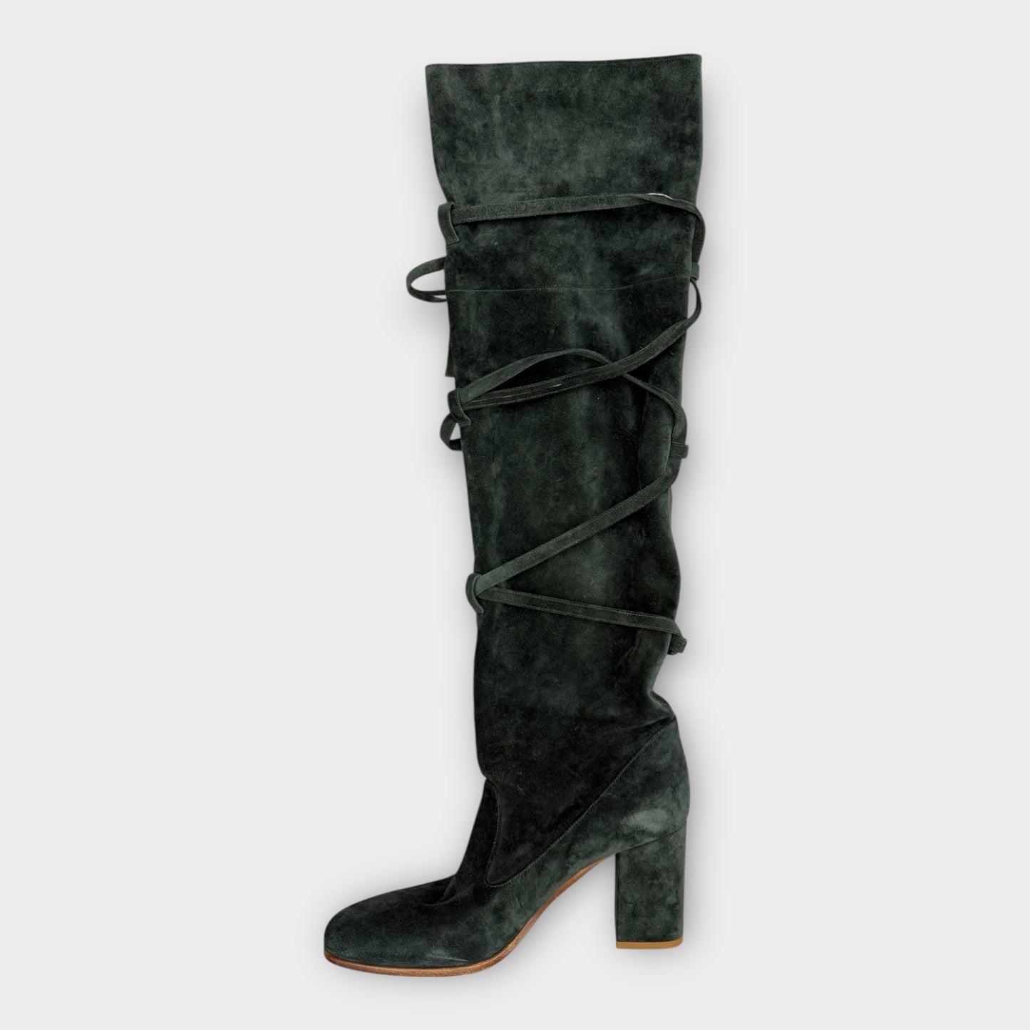 Suede Tie Up Knee Boots