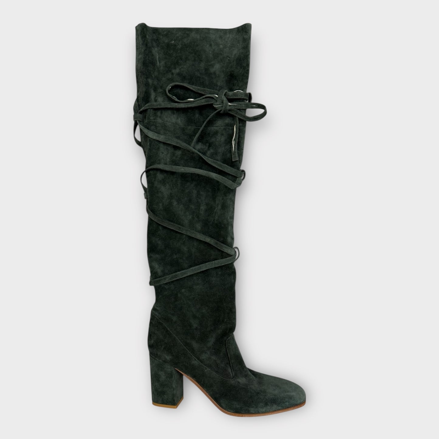Suede Tie Up Knee Boots