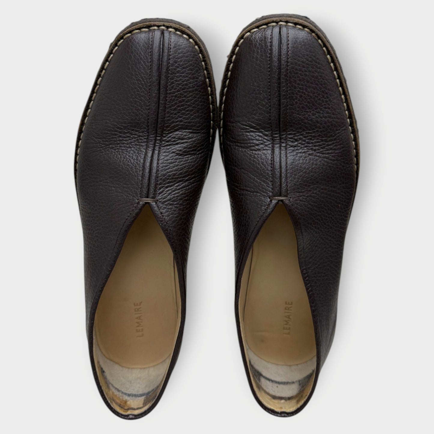 Pebbled Leather Crepe Slippers