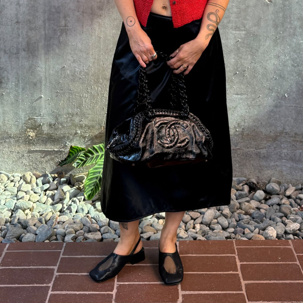 Patent Leather Plastic Chain Ligne Bowler