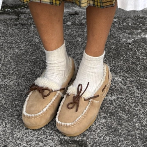 Suede Shearling Lined Moc Loafers