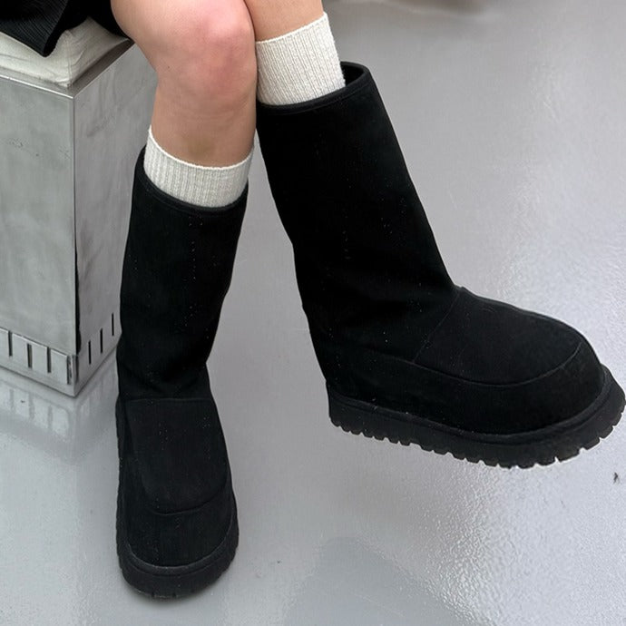 Suede Shearling Platform Boots