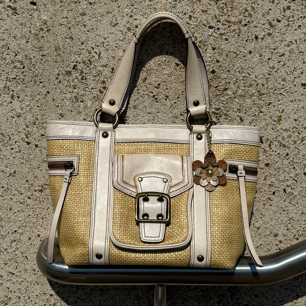 Leather Woven Straw Legacy Bag