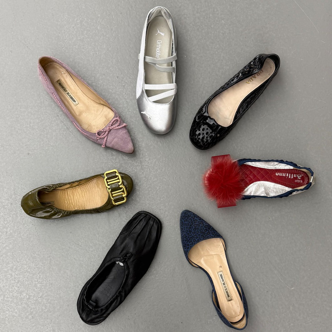 Leather Gathered Puntera Ballet Flat
