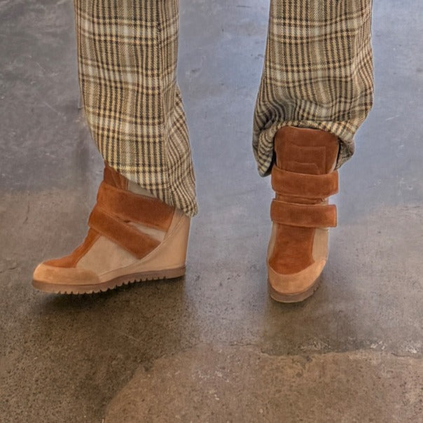 Suede shearling Lined Heeled Sneaker