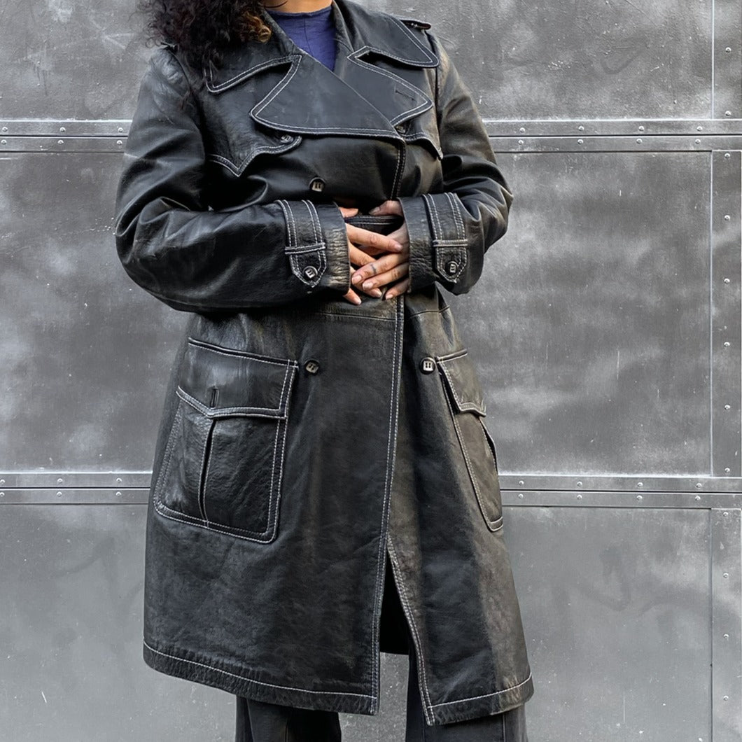 Distressed Leather Coat