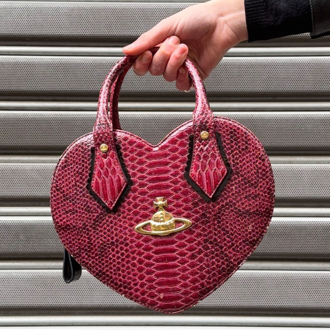 Faux Snake Chancery Heart Bag