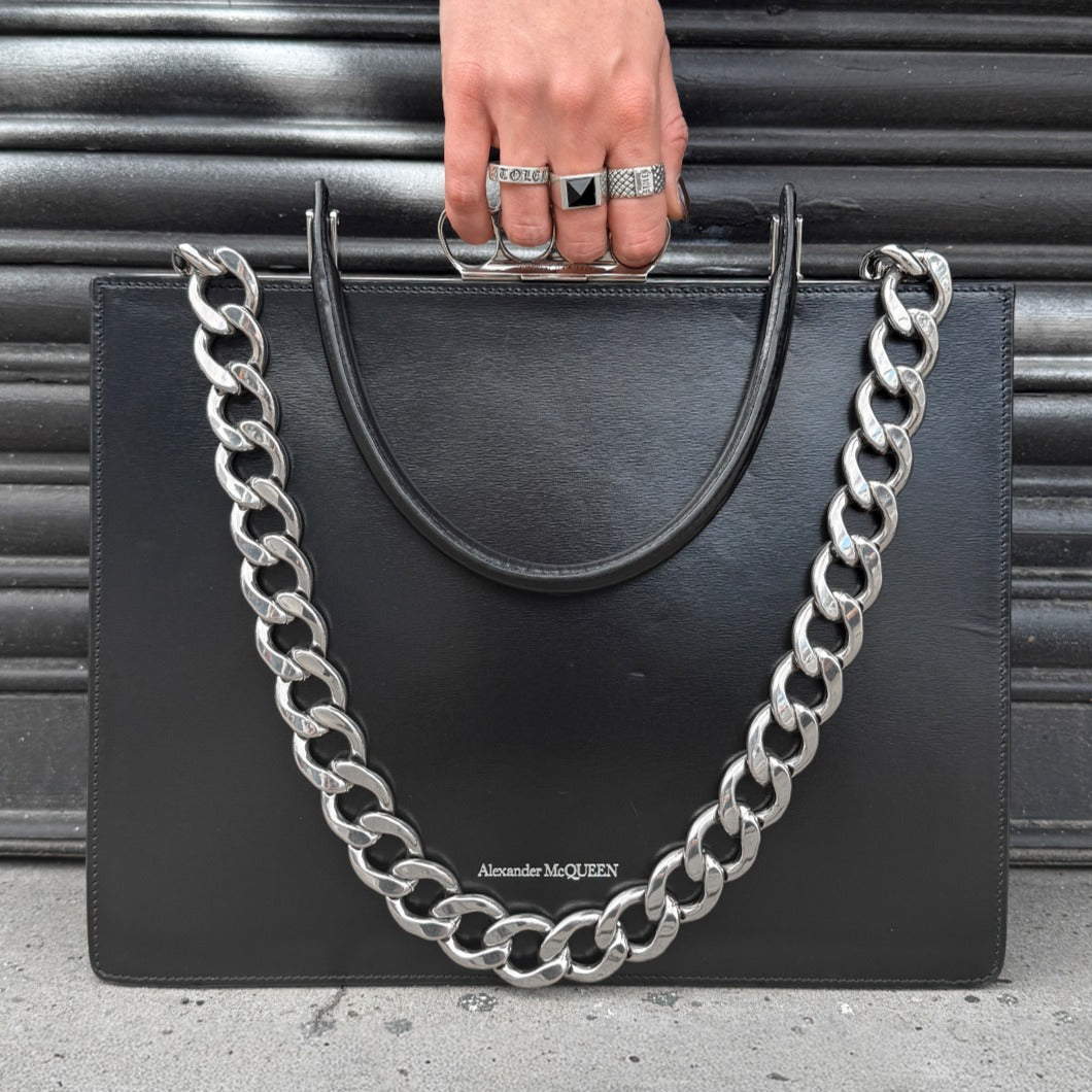 Leather Four Ring Frame Bag