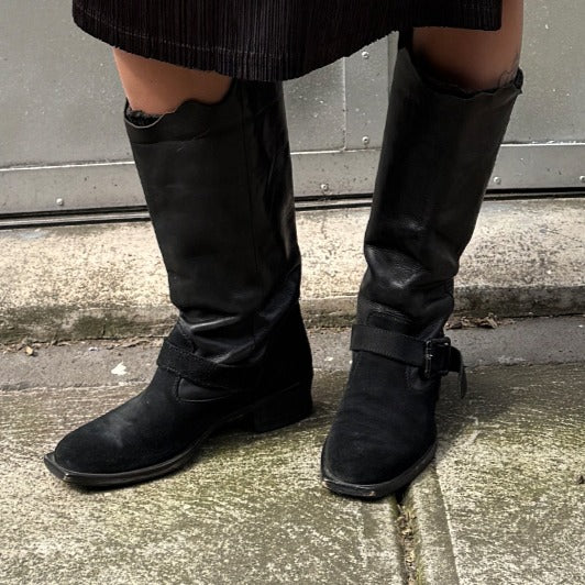 Suede/Leather Biker Boot