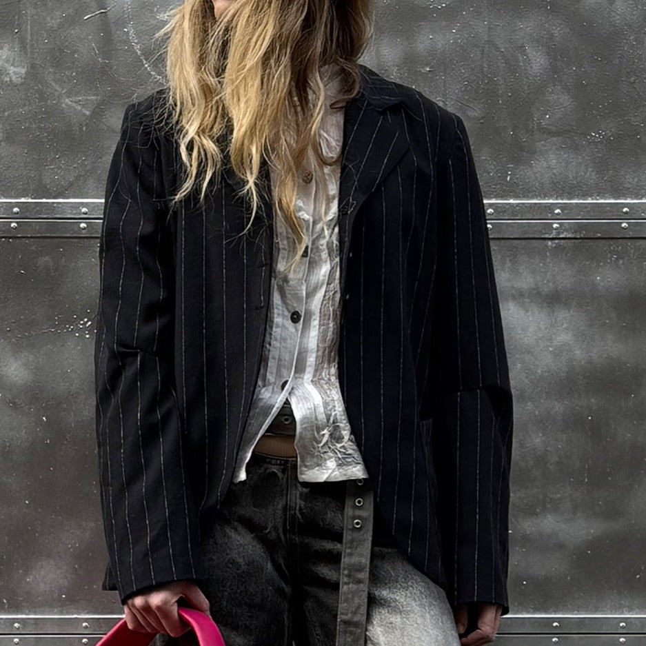 Pinstripe Wool Blazer