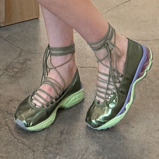 Green Hybrid Lace Up Sneakers