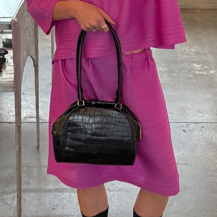 Croc Leather Shoulder Bag