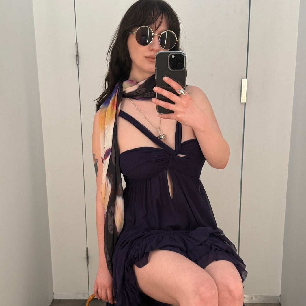 Mesh Ruffle Hem Dress