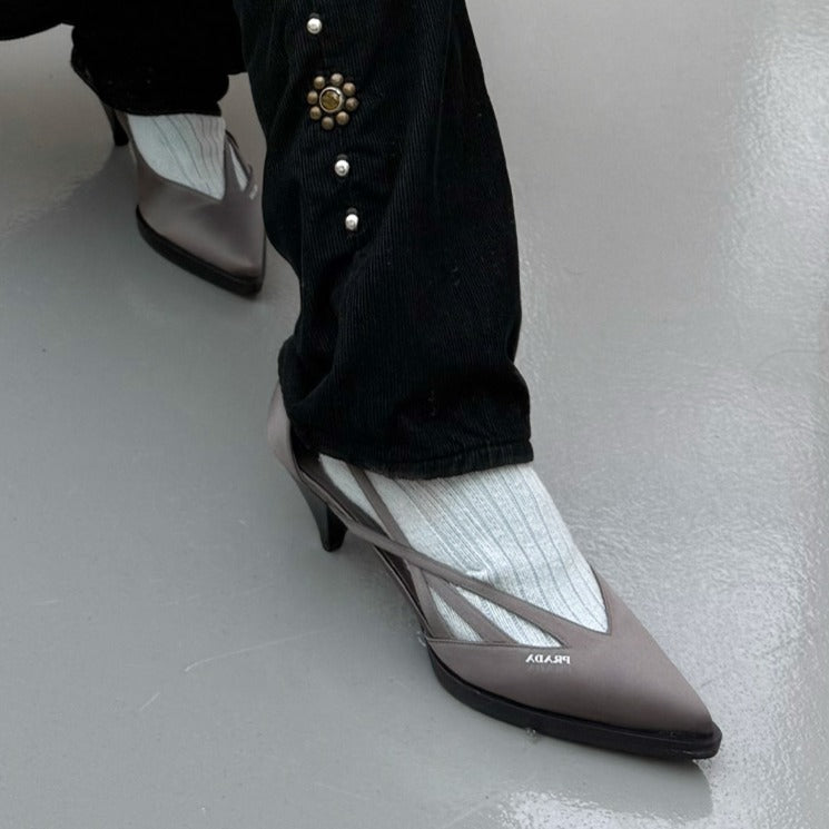 Satin Cut Out Kitten Heel