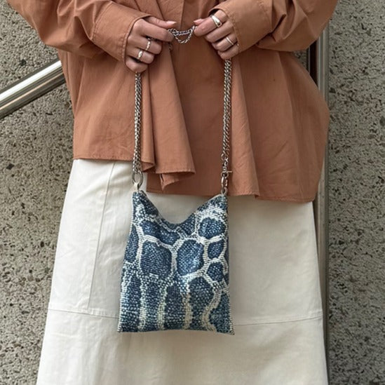 Snake Print Mesh Bag