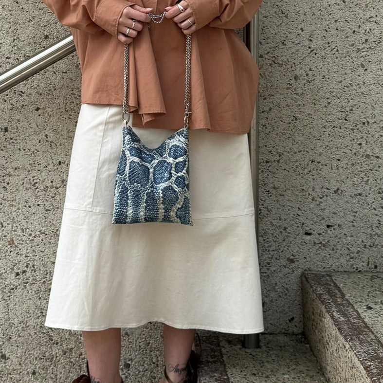 Cotton Pleat Midi Skirt