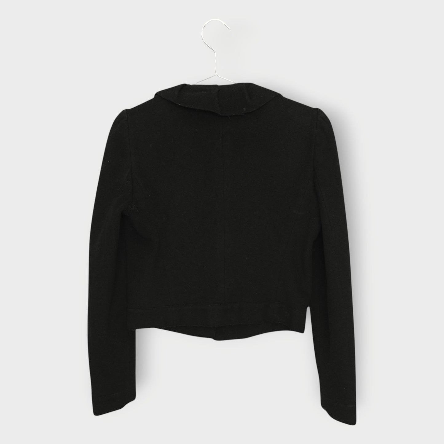 Wool Pleated Collar Diamonte Blazer