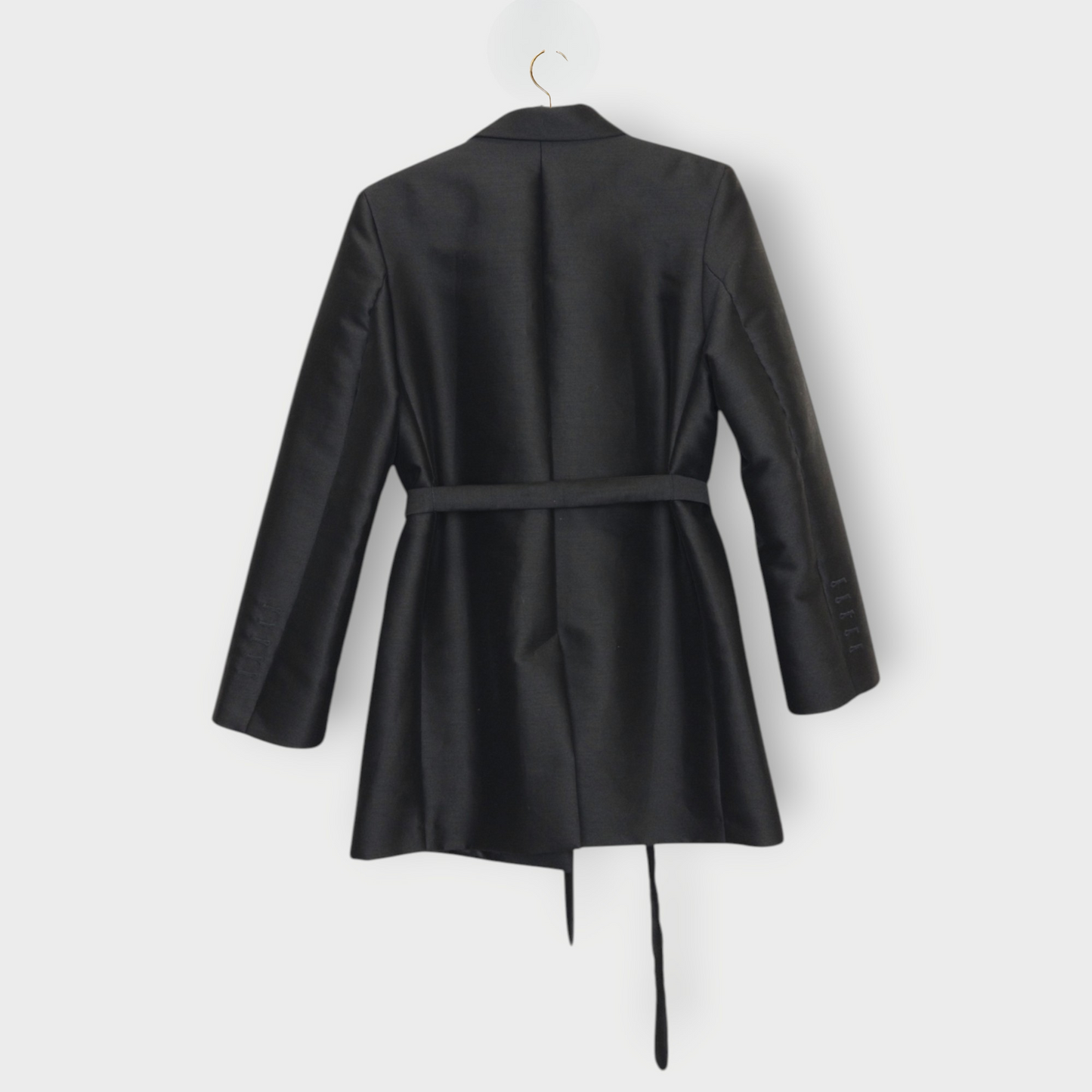 Wool Cotton Belted Evening Blazer