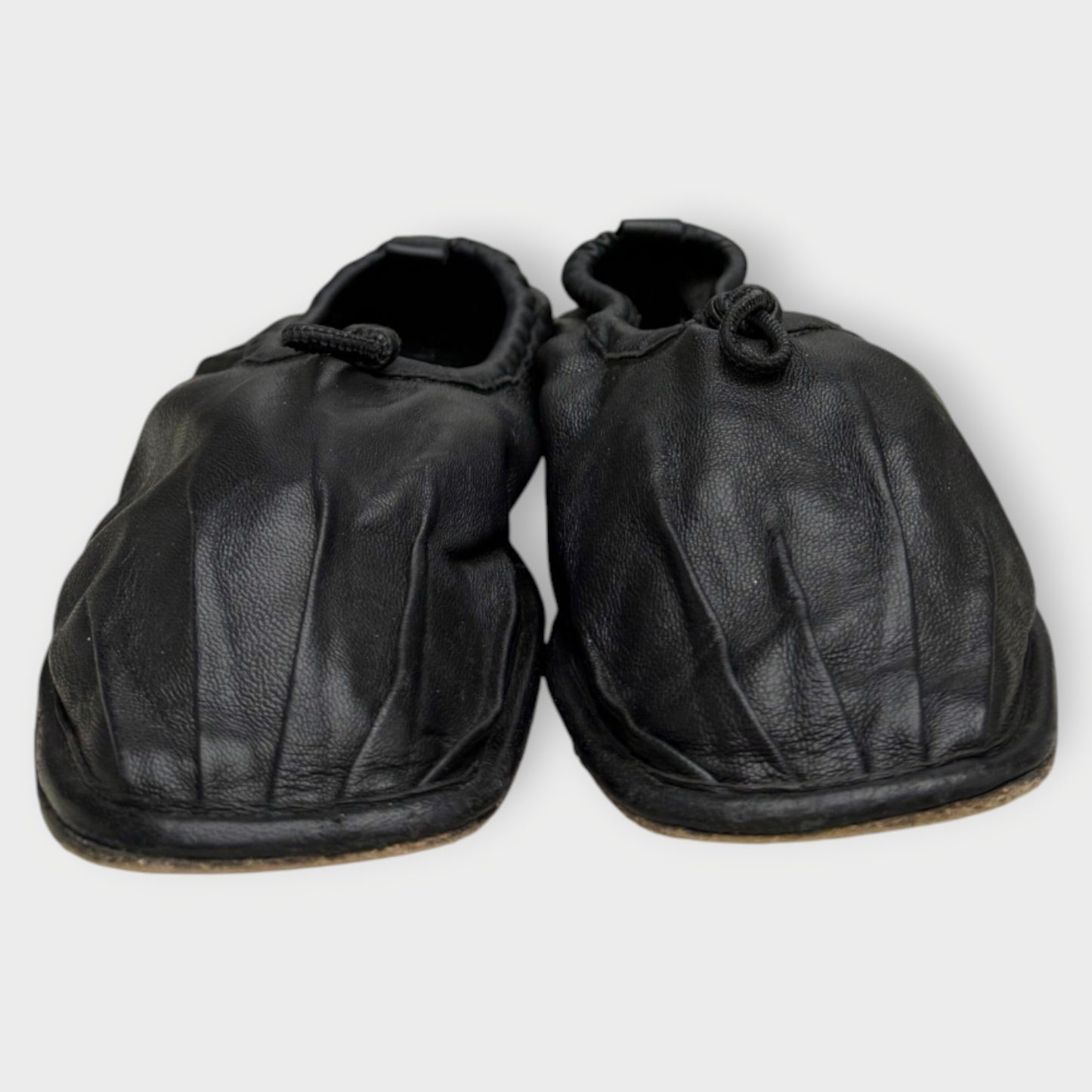 Leather Gathered Puntera Ballet Flat