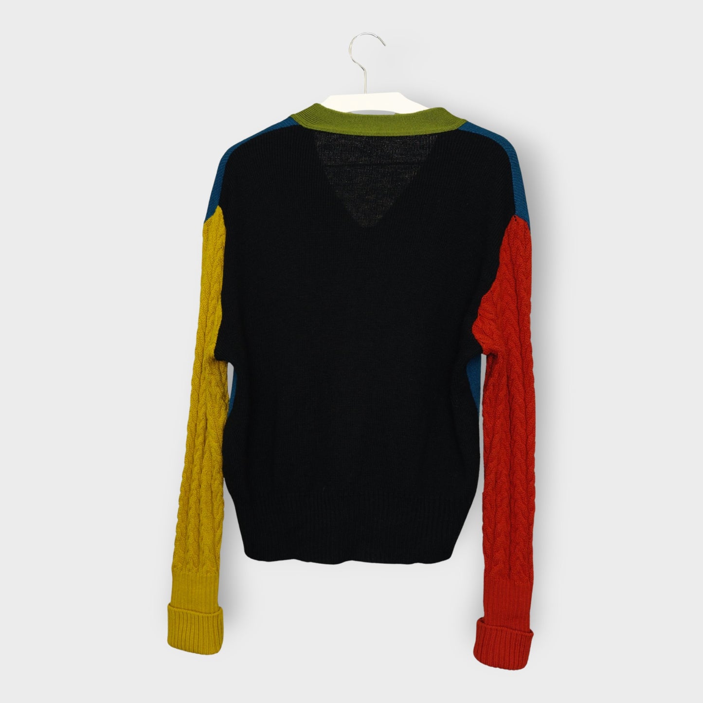 Multi Panelled Zip Up Knit Cardigan