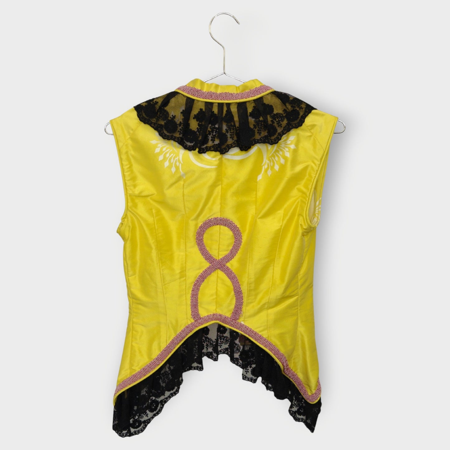 Organza Lace Trim Printed Vest