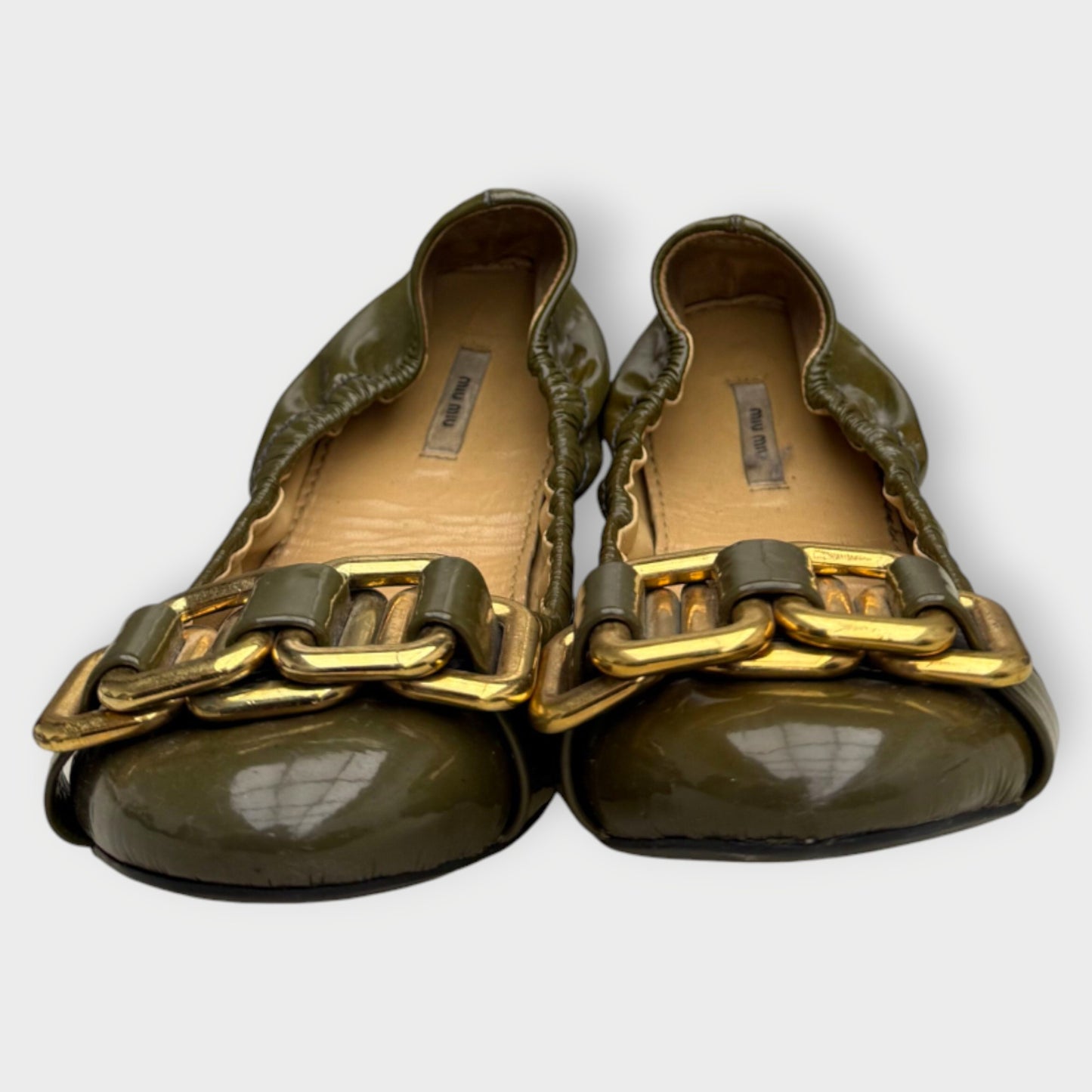 Patent Gold Buckle Ballet Flat