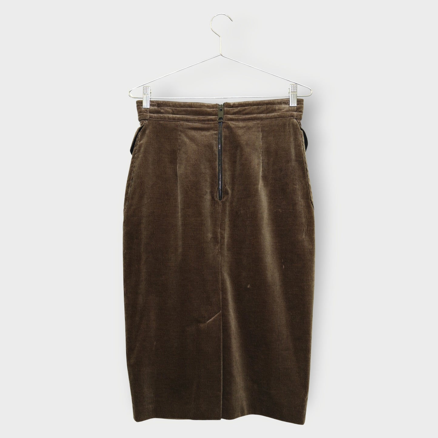 Corduroy Front Pockets Pencil Skirt