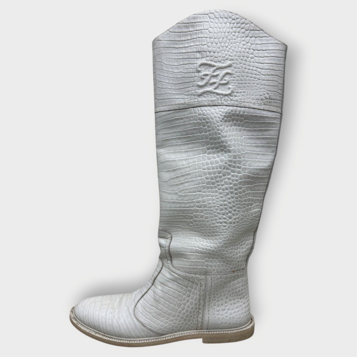 Leather Croc High Boots