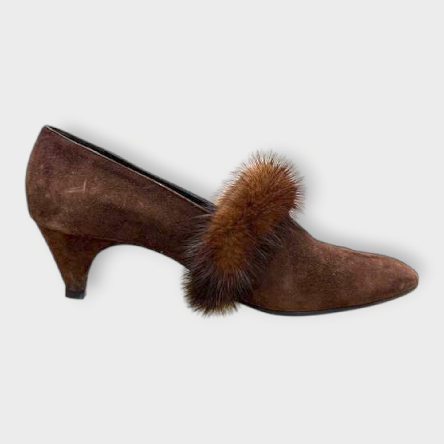 Suede Fur Lined Court Shoe