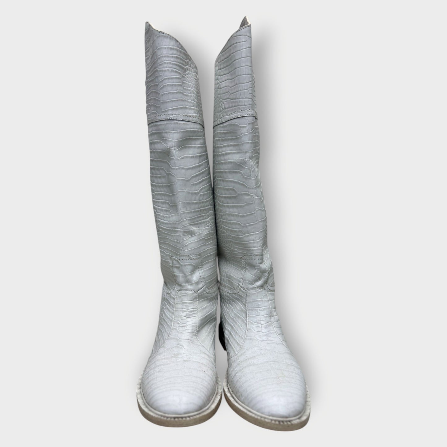 Leather Croc High Boots