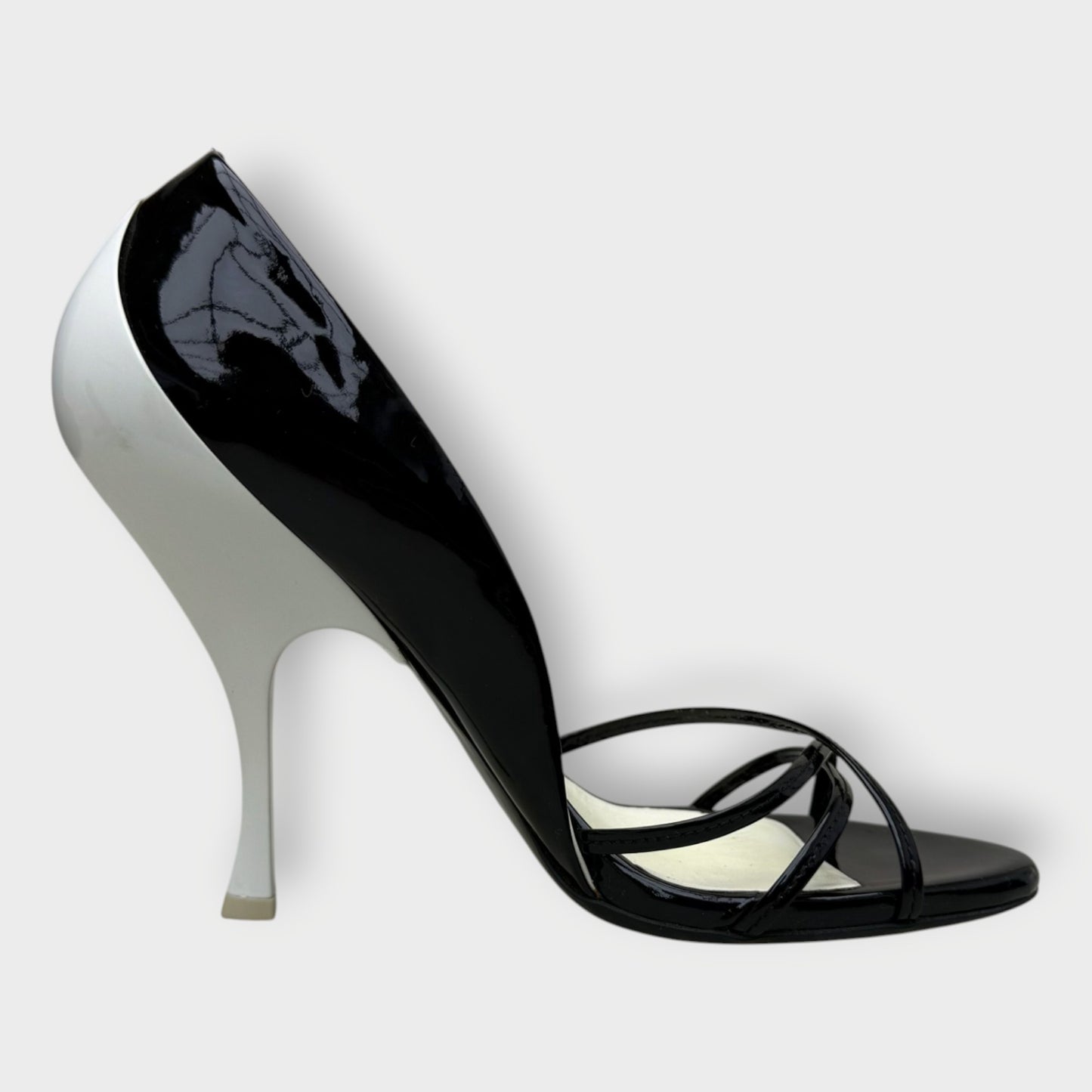 Patent Contrast Strap Heels