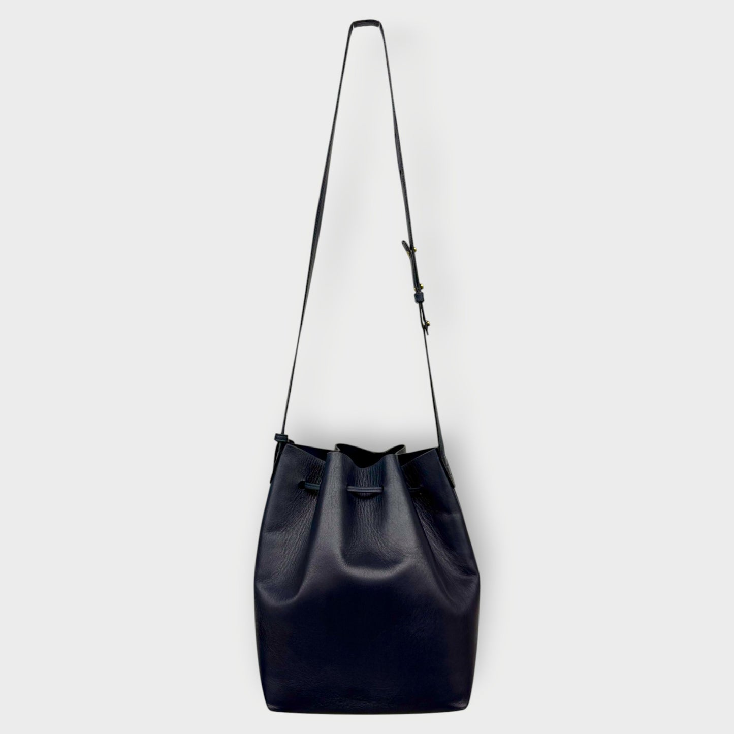 Leather Drawstring Bucket Bag