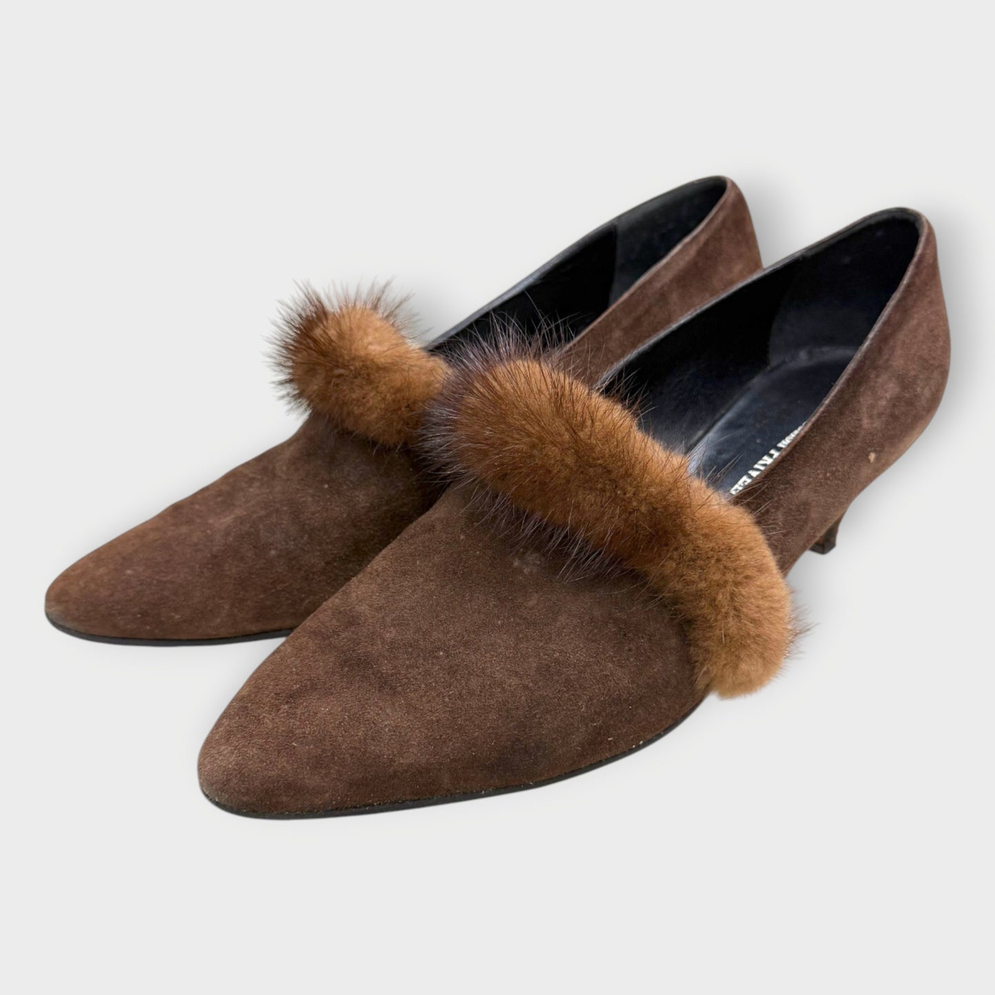 Suede Fur Lined Court Shoe