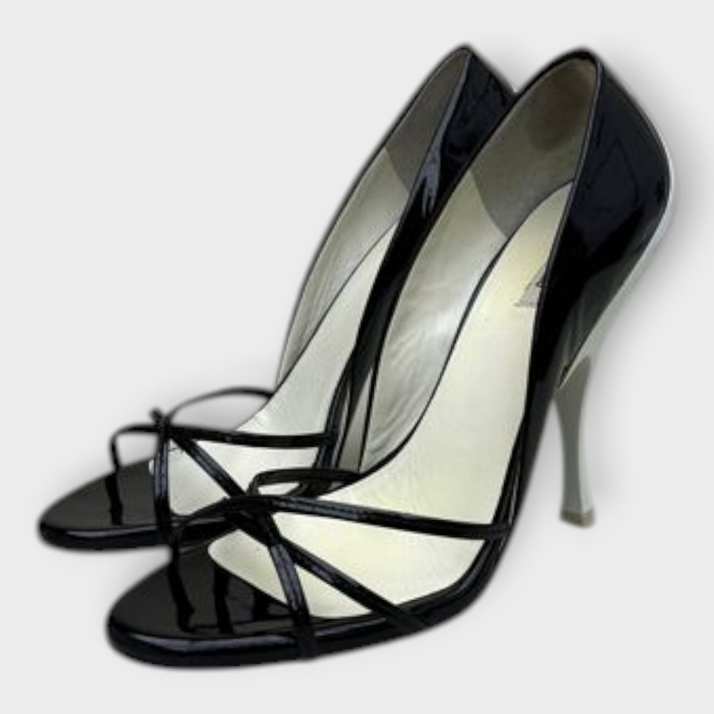 Patent Contrast Strap Heels