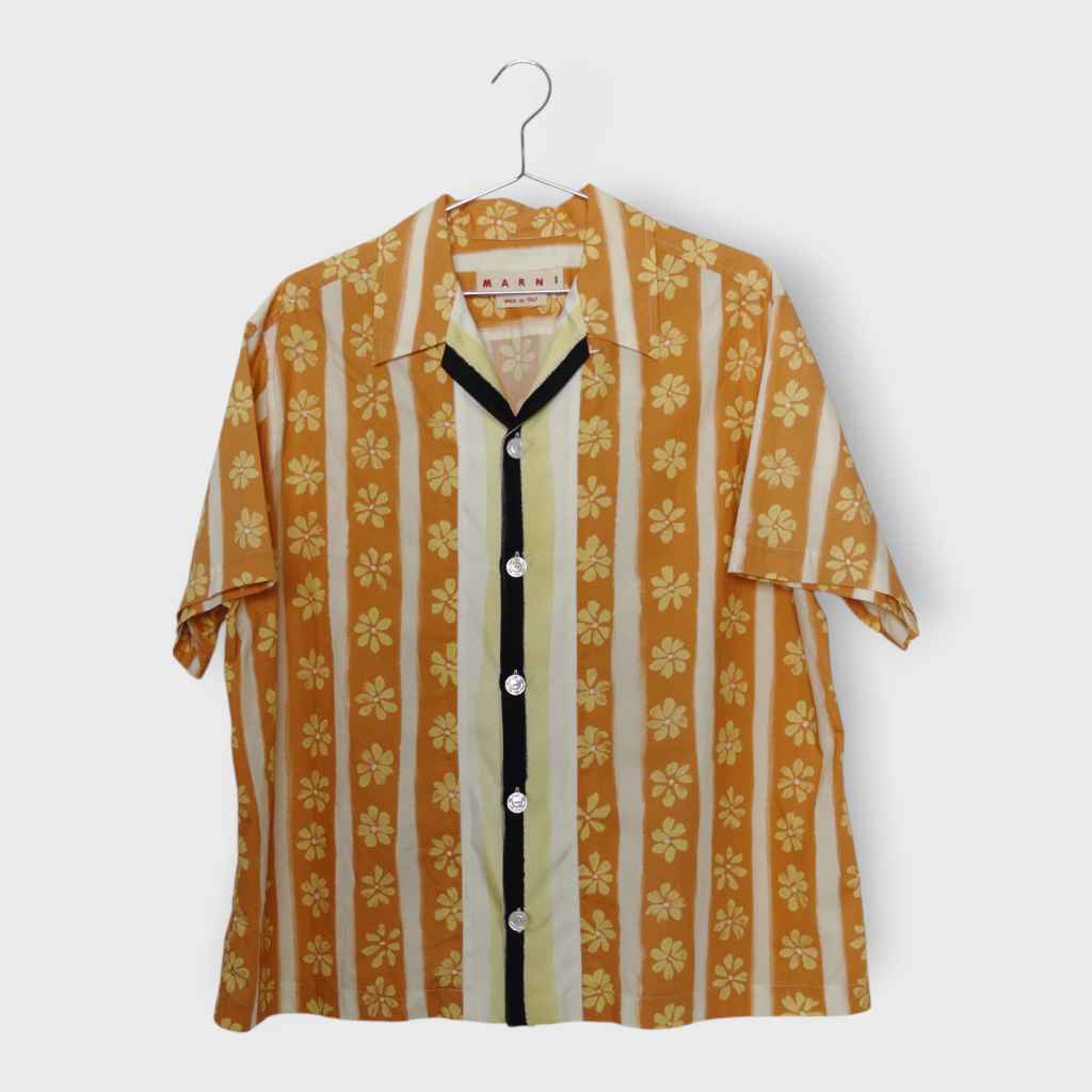 Orange White Painted Stripe Shirt