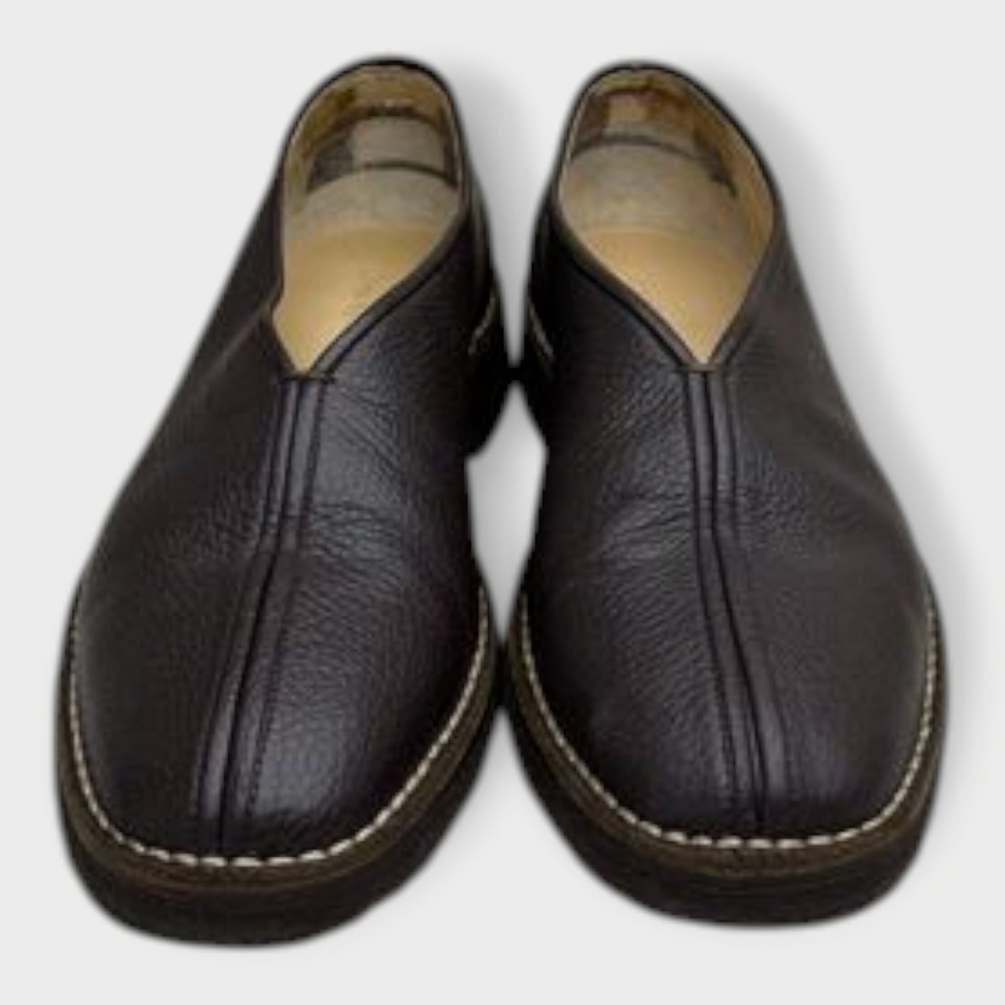 Pebbled Leather Crepe Slippers